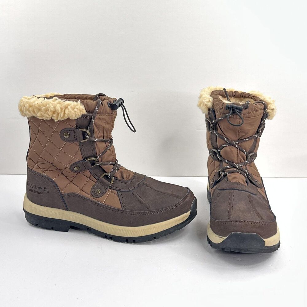 Bearpaw Boots Womens Sz 7 Brown Bethany Waterproof Winter Snow Wool Blend Lined